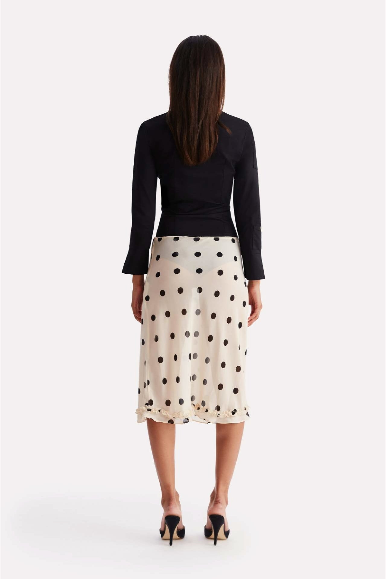 Polka Dot High Waist A-Line Skirt