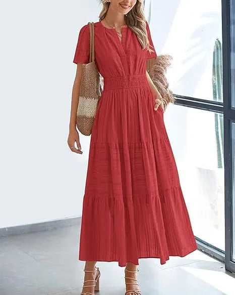 v-neck pleated puff sleeve dress black