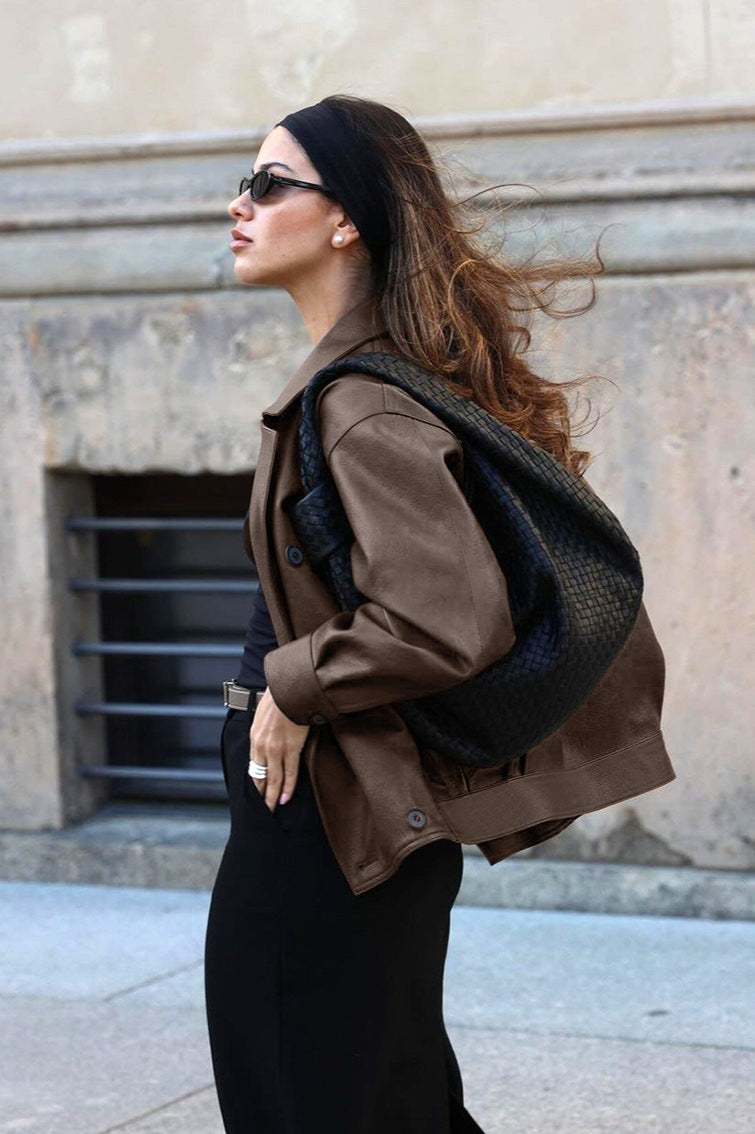 Vintage Lapel Leather Jacket