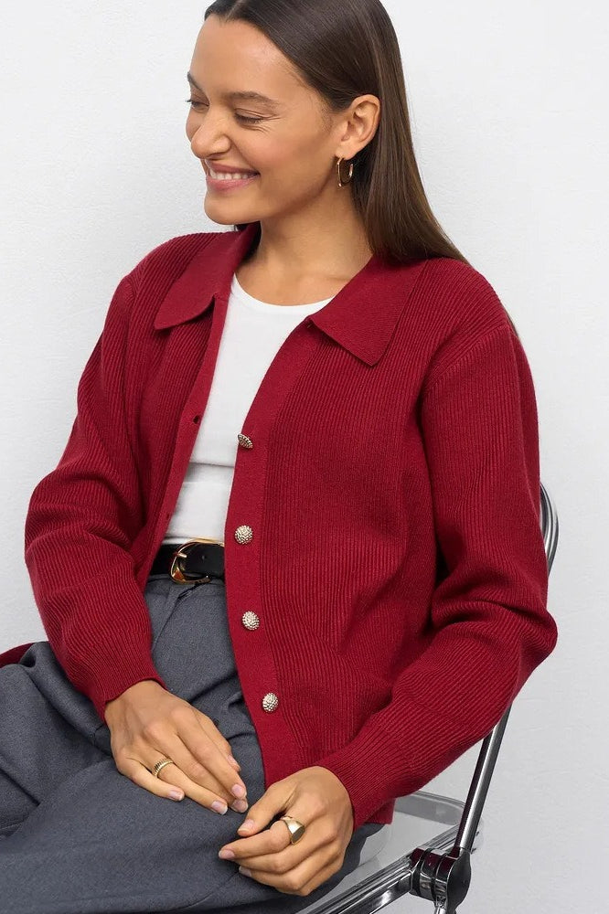 Single Button VNeck Knit Sweater