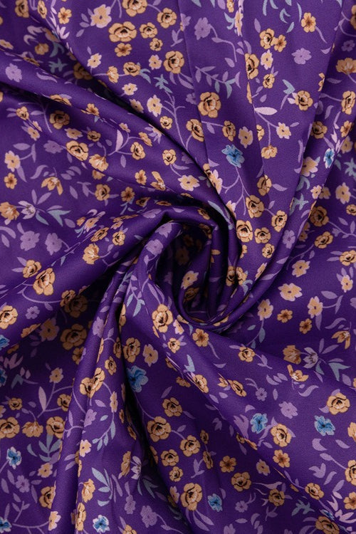 Purple Peter Pan Collar Short Sleeve Tie Waist Tiered Maxi Floral Print Dress 8