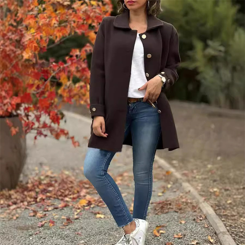 Single-Breasted Coat with Peter Pan Collar