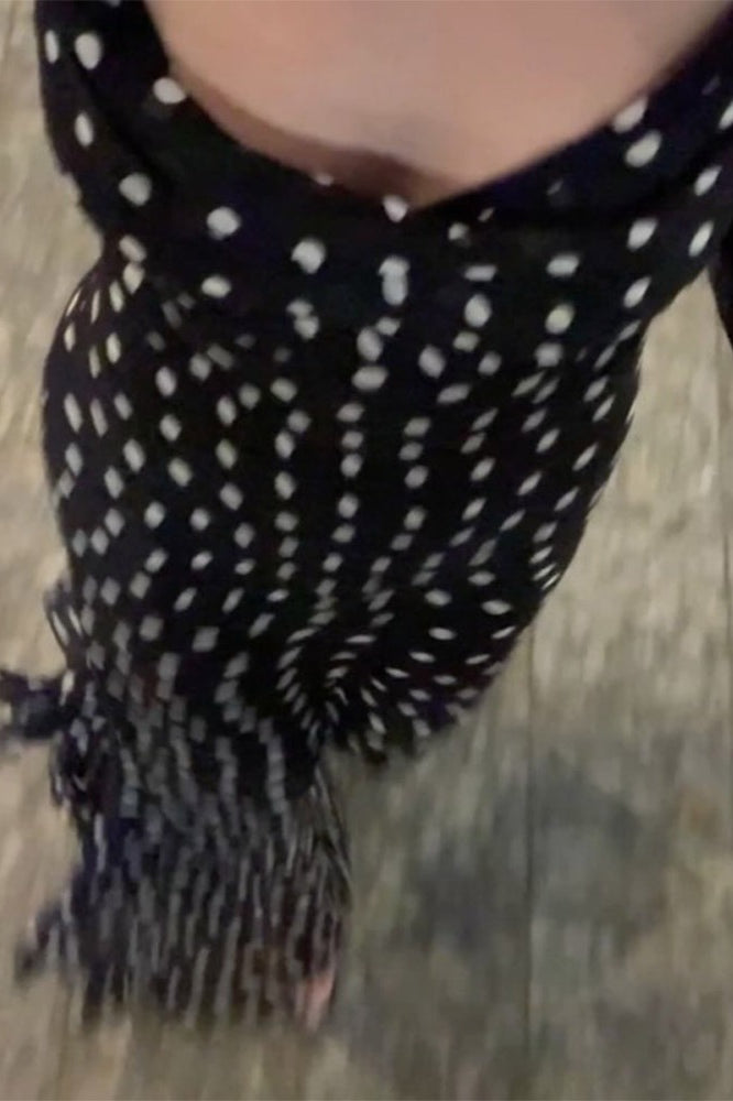 Black Polka Dot Scarf Neck Ruffled Cami Maxi Dress 3