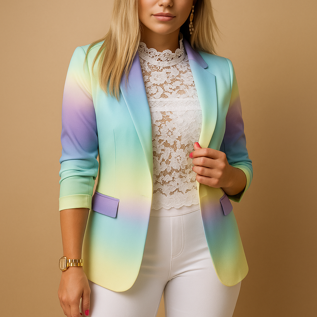 Notch Lapel Houndstooth Tweed Open Front Blazer 7