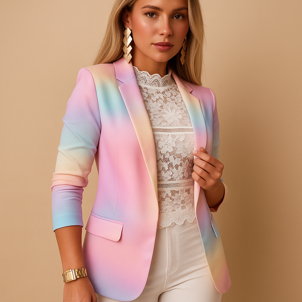 Notch Lapel Houndstooth Tweed Open Front Blazer 8