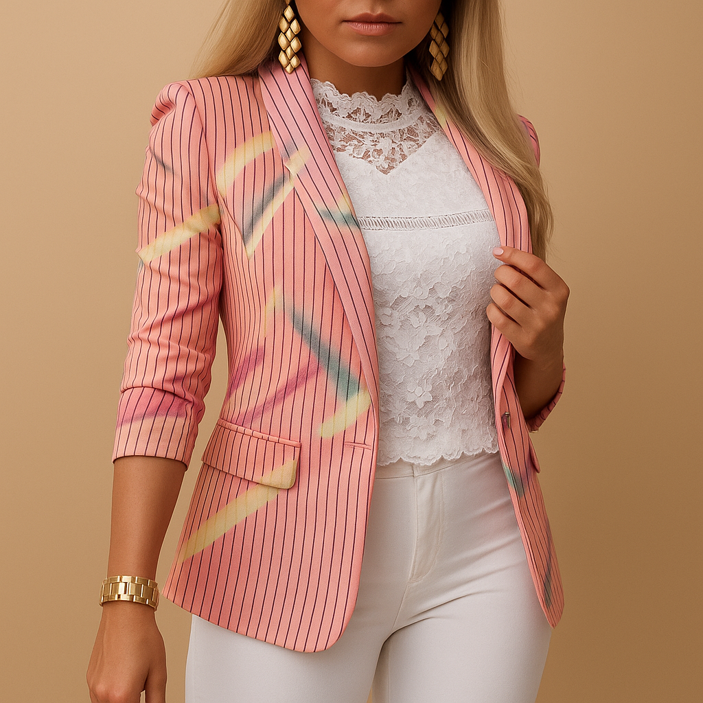 Notch Lapel Houndstooth Tweed Open Front Blazer 6