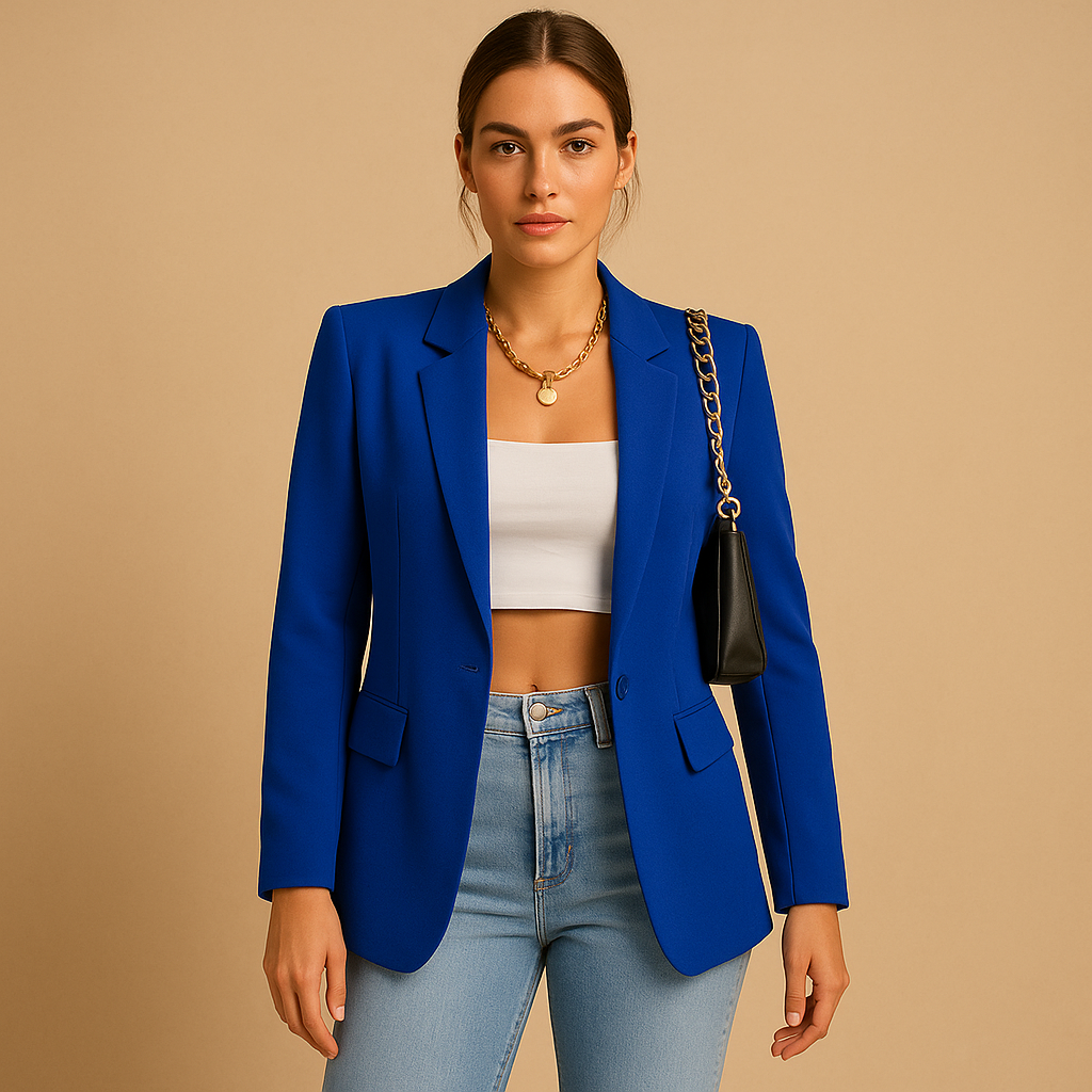 Peak Lapel Single Button Flap Pocket Tailored Blazer