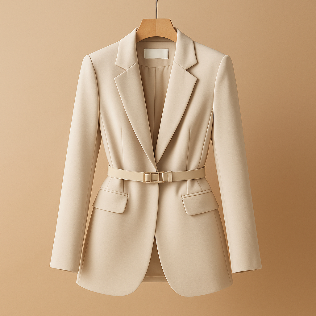 Notch Lapel Belted Long Sleeve Flap Pocket Blazer