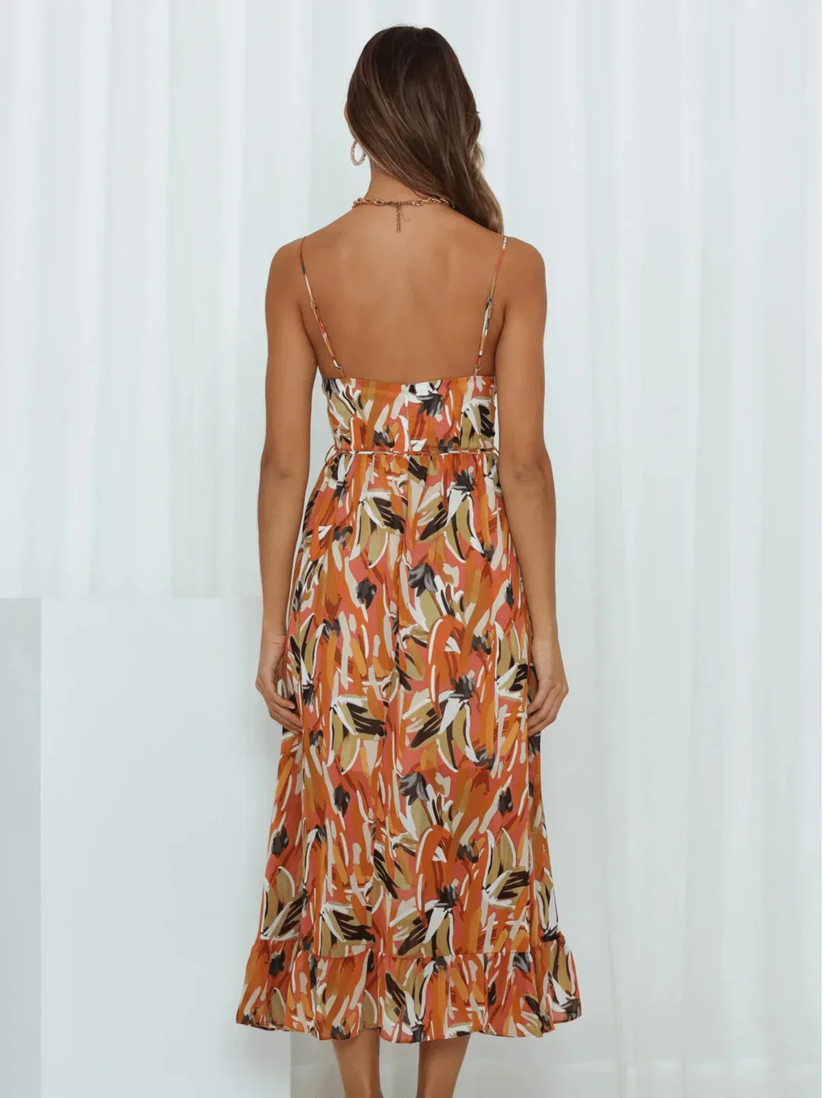 Lorena Statement Premium Chiffon Midi Dress Elevated Occasion Wear