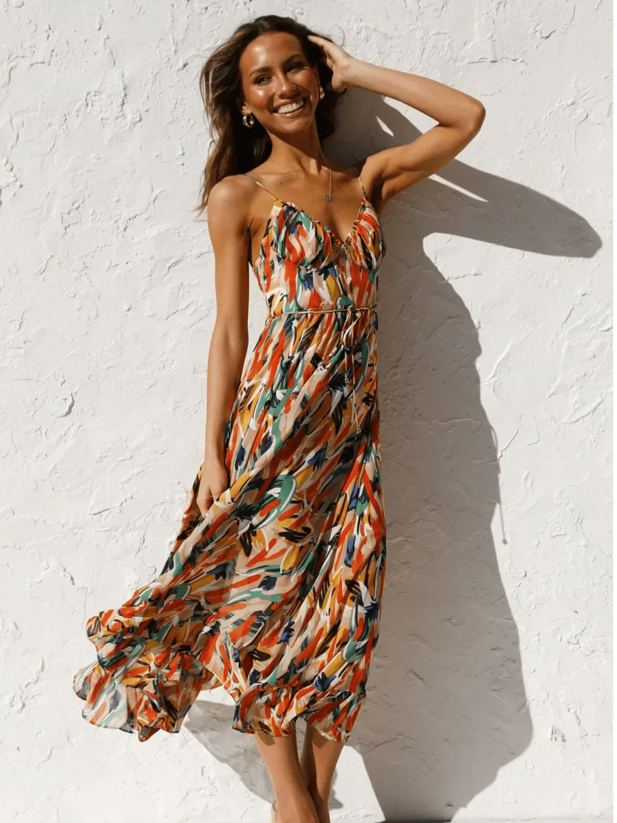 Lorena Statement Premium Chiffon Midi Dress Elevated Occasion Wear