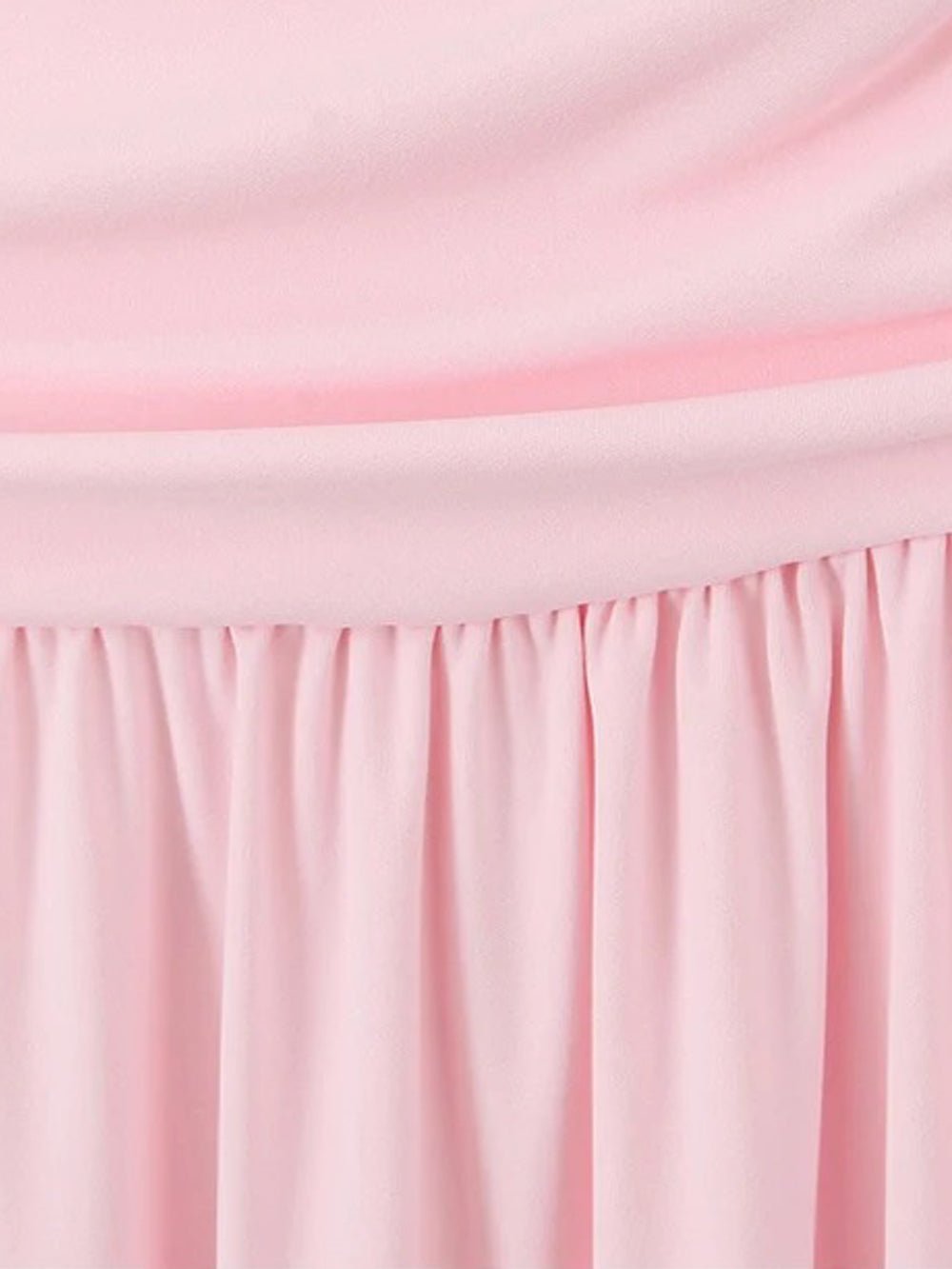 Pink Strapless Ruched Gathered Bodice Pleated Flowy Maxi Dress 5