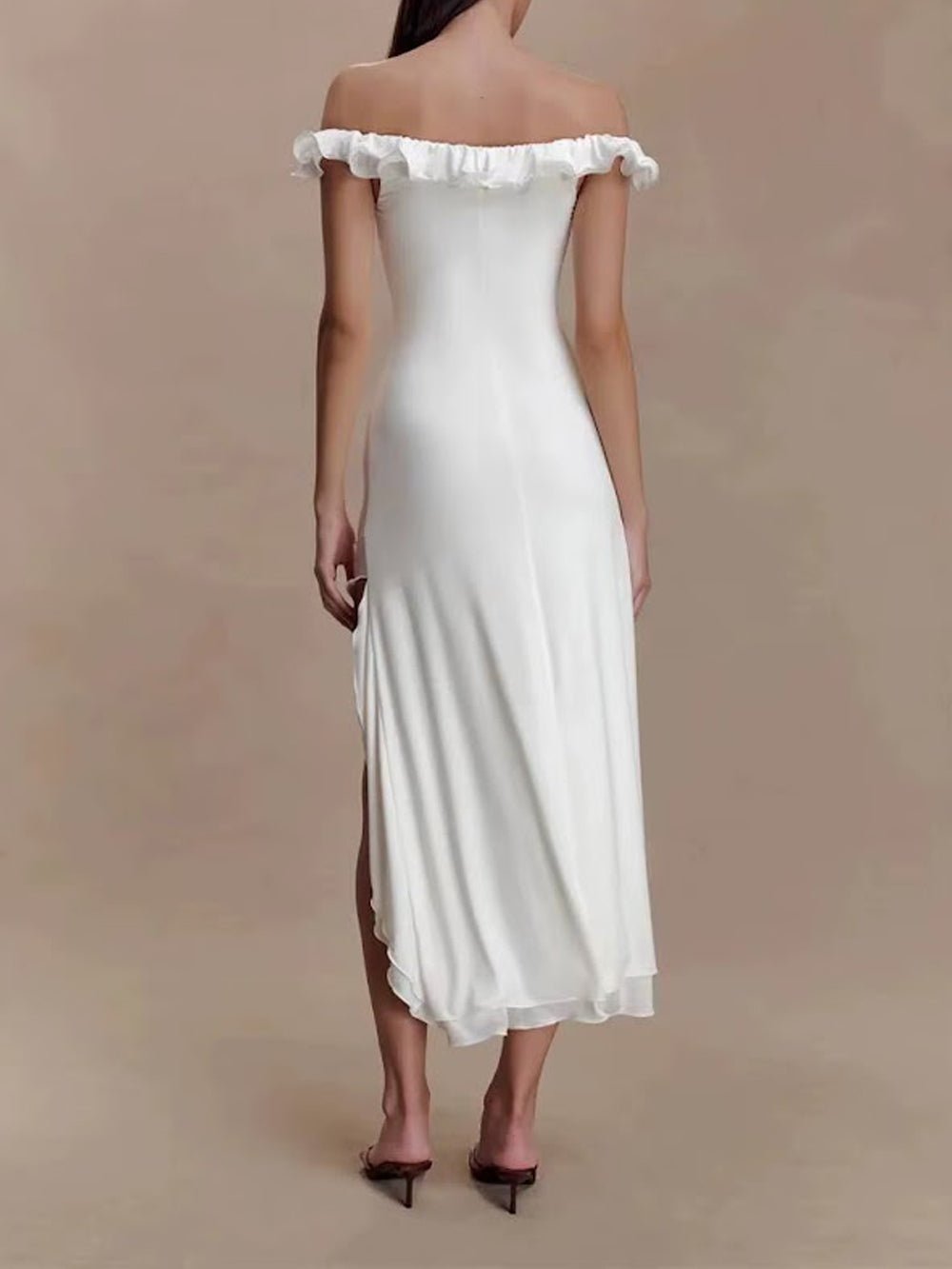 Elodie Ruffle Off Shoulder Midi Dress