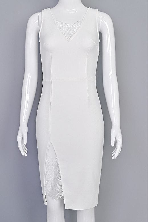 Elsa Bodycon Dress - White Pearl