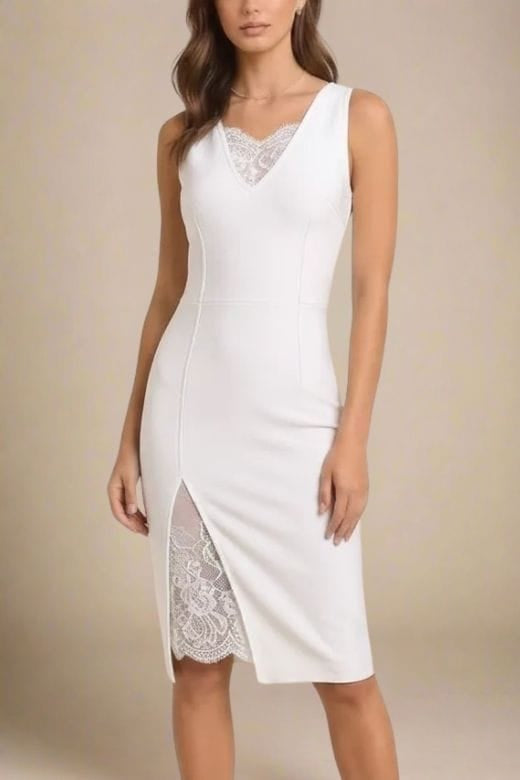 Elsa Bodycon Dress - White Pearl