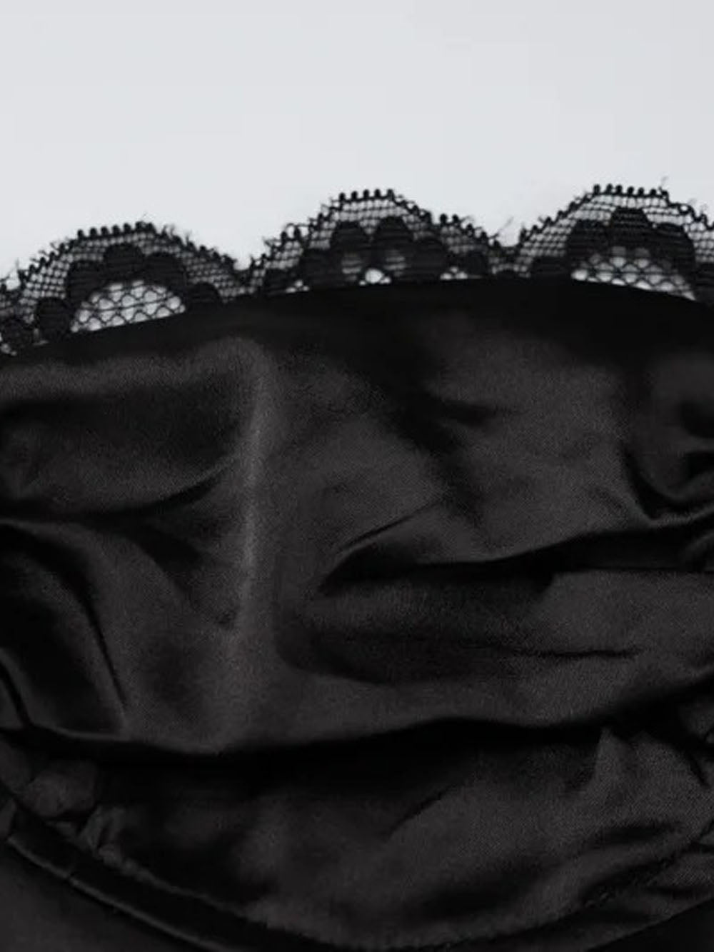 Satin Lace Trim Bustier Tie Front Keyhole Spaghetti Strap Mini Dress 4