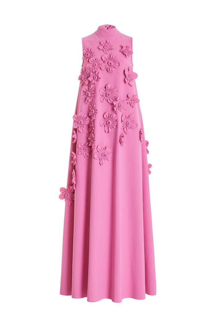 Brenda Exclusive Sleeveless Maxi Dress with Floral Embellishment Designer Edit