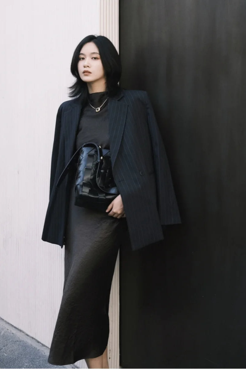 ShoulderPadded Pinstripe Blazer