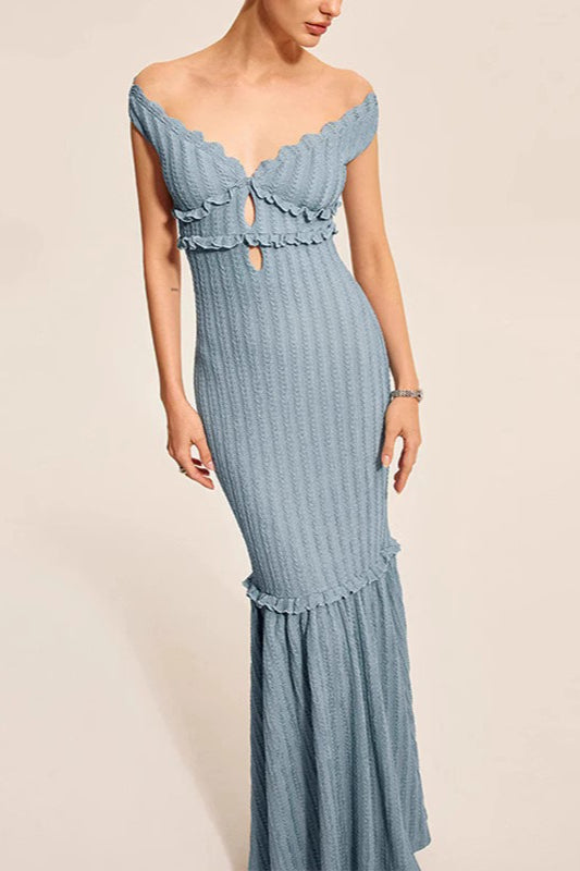 VNeck Backless Fitted Knit Sweater Dress