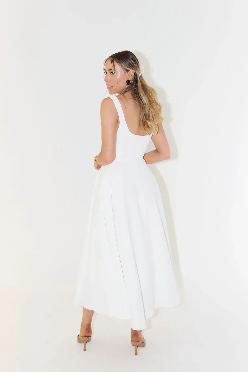 Celeste Charm Square Neck Midi Dress