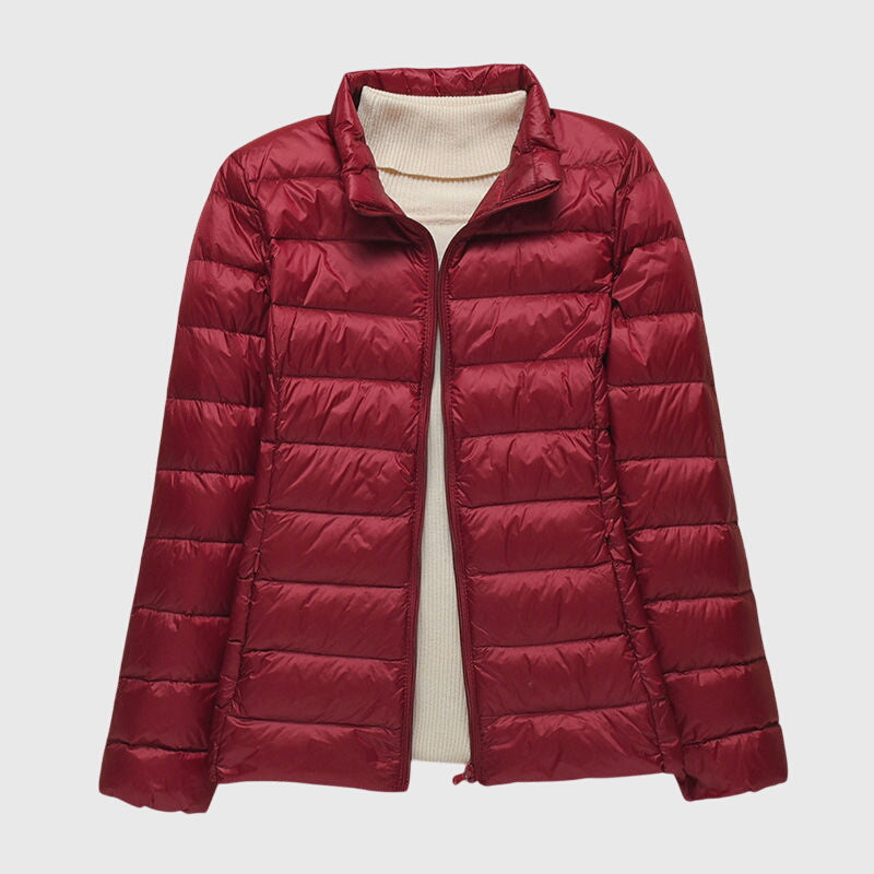 Hooded Zip Front Lightweight Quilted Puffer Jacket