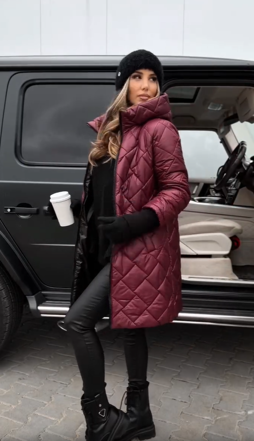 Hooded Quilted Zip Front Longline Puffer Coat 7