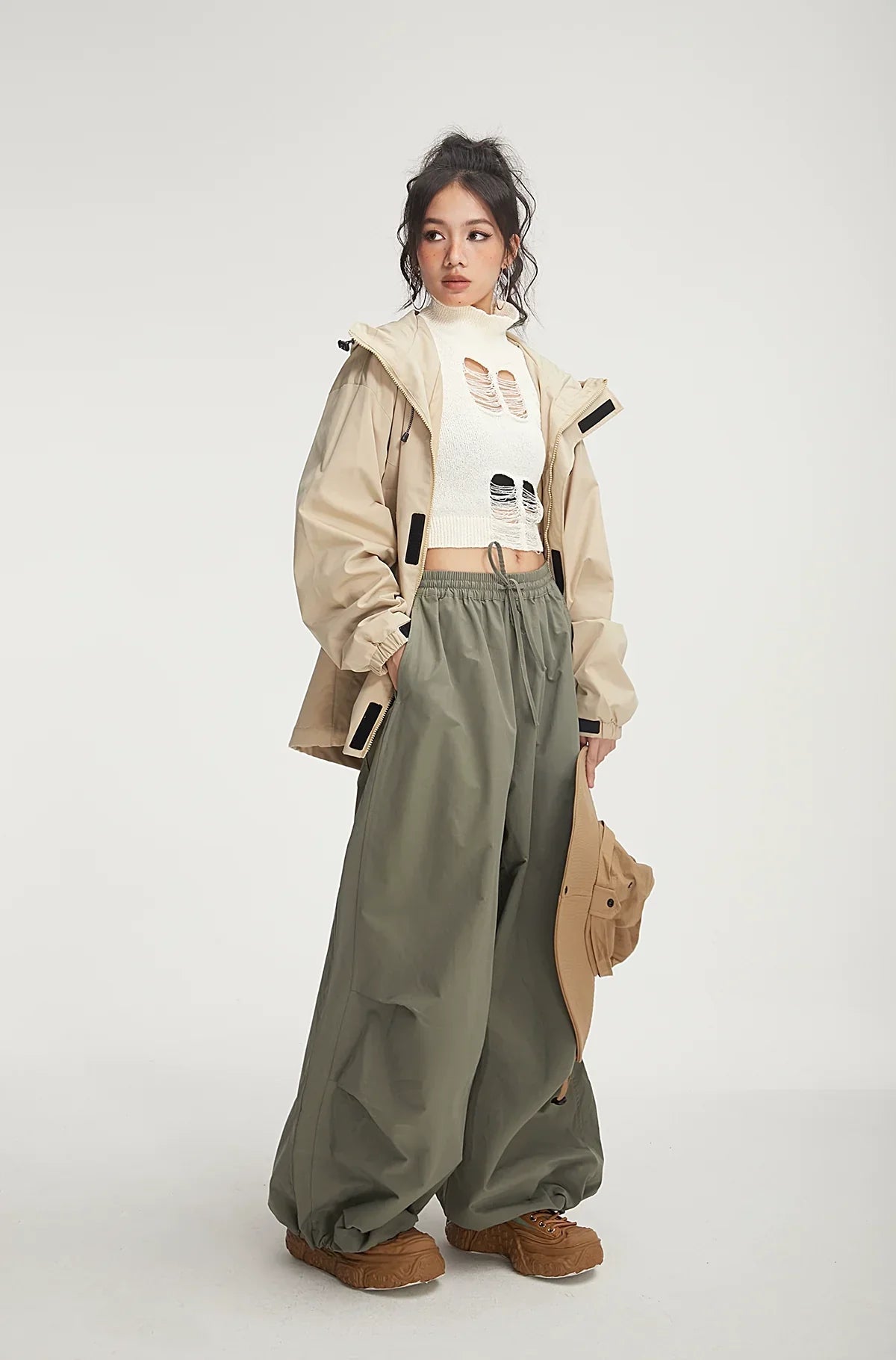 Balloon Drawstring Palazzo Pants