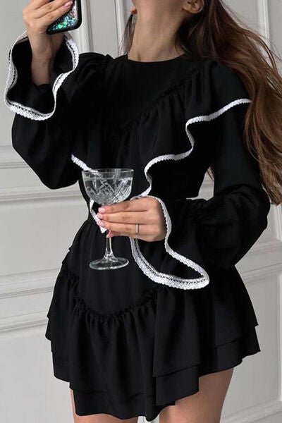 Diva Darling Ruffled Charming Flare Sleeve Mini Dress