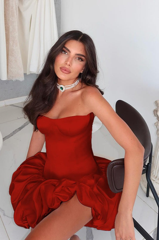 Strapless Ruched ALine Party Dress