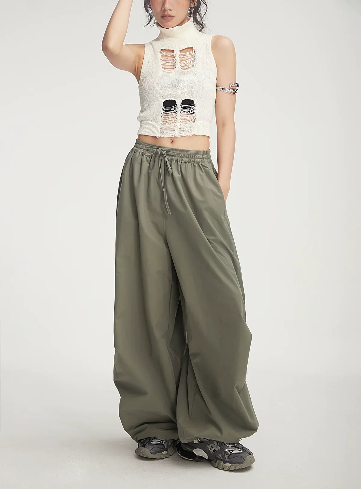 Balloon Drawstring Palazzo Pants