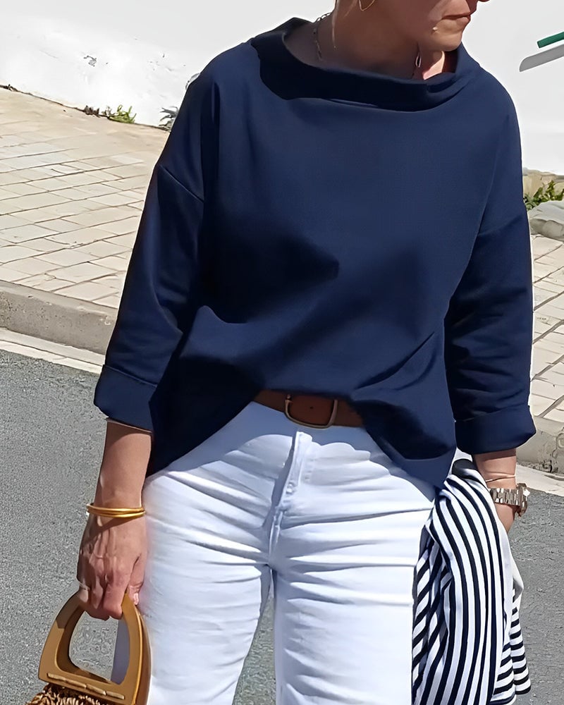 Casual Wide Lapel Turtleneck Top