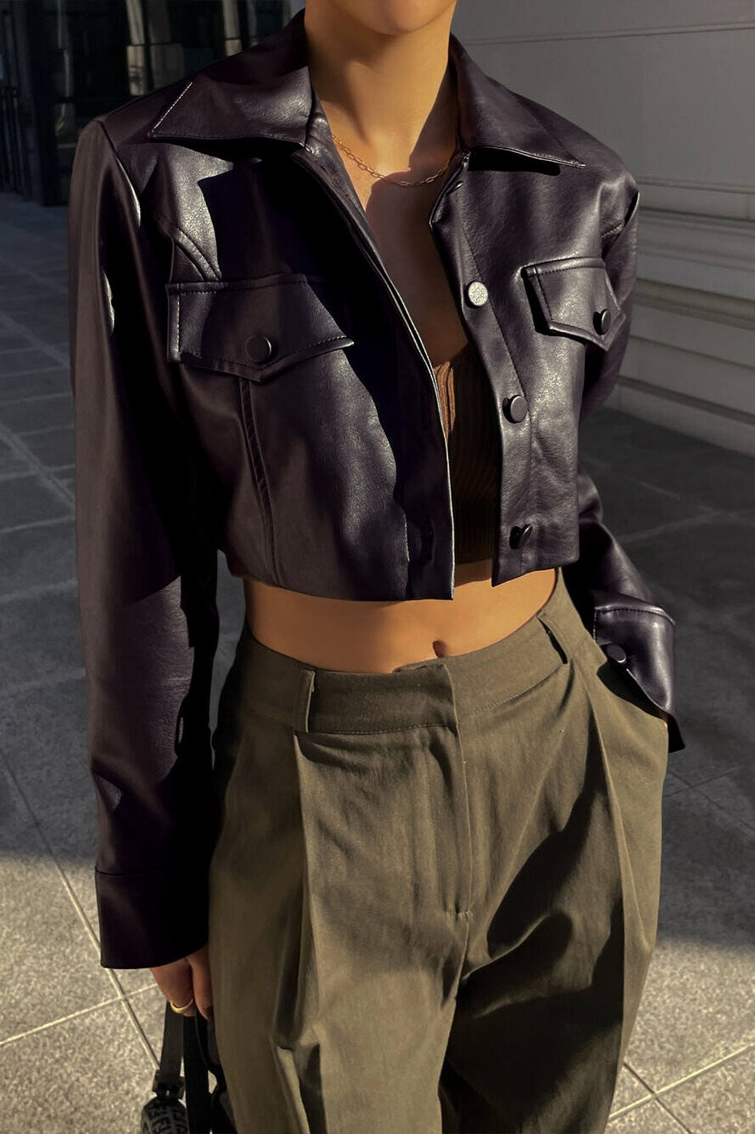 Sexy Crop Single-Breasted Biker Jacket