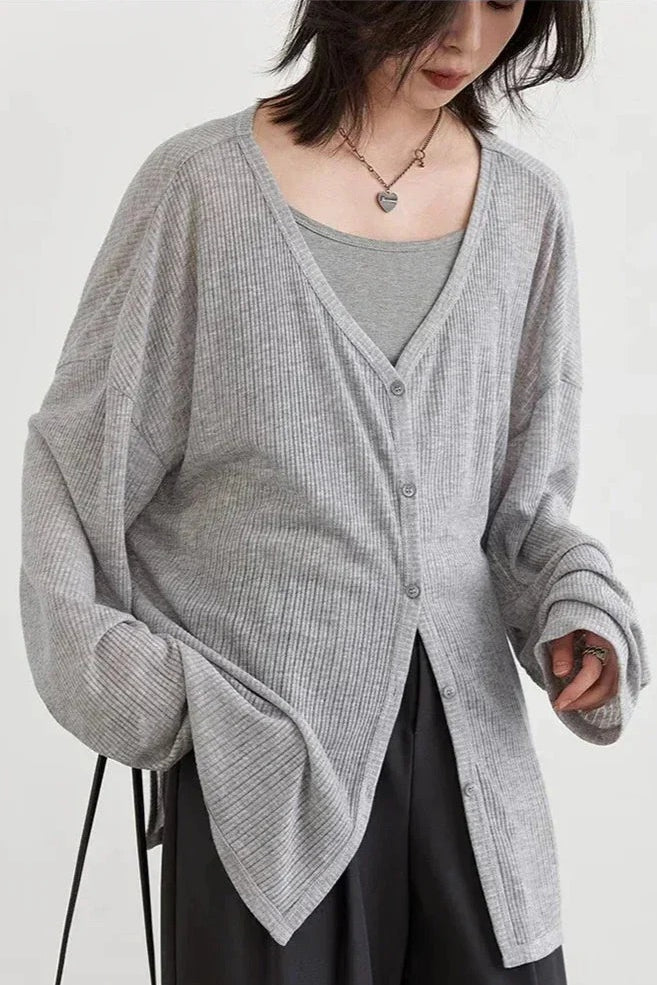Lightweight VNeck Knit Cardigan