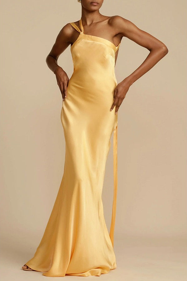 Satin One Shoulder Bodycon Dress