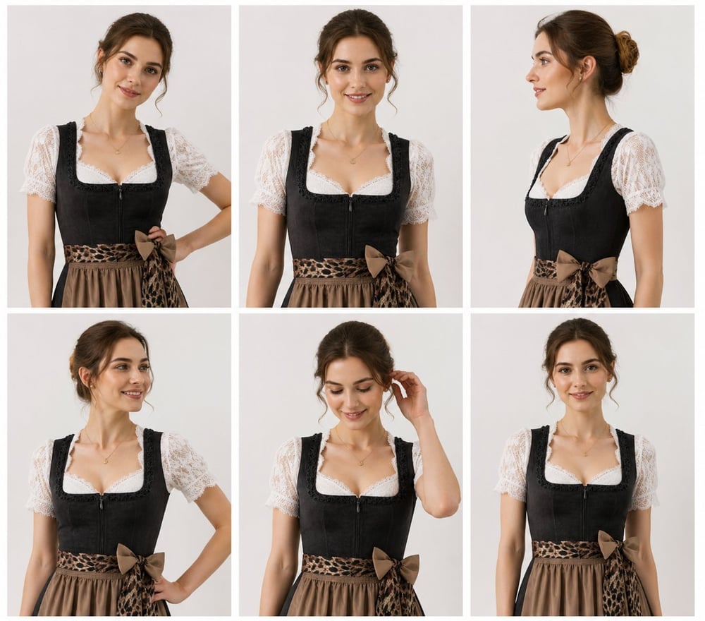 Square Neck Zip Front Leopard Bow Apron A-Line Midi Dress 5