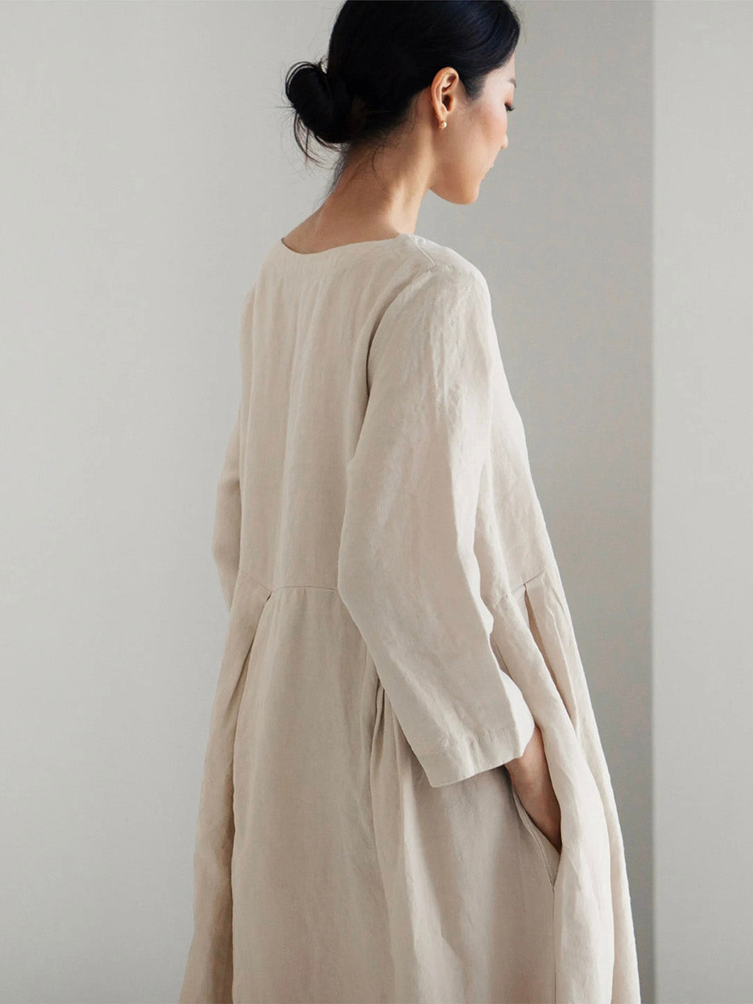 Isabel Timeless Loose Linen Dresses with Side Pockets Designer Dress Edit