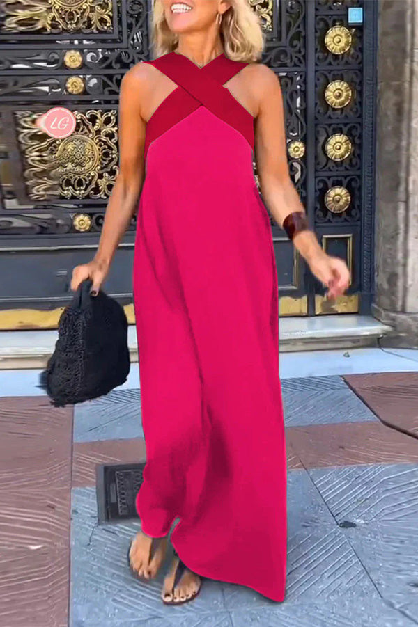 cross backless sleeveless dress