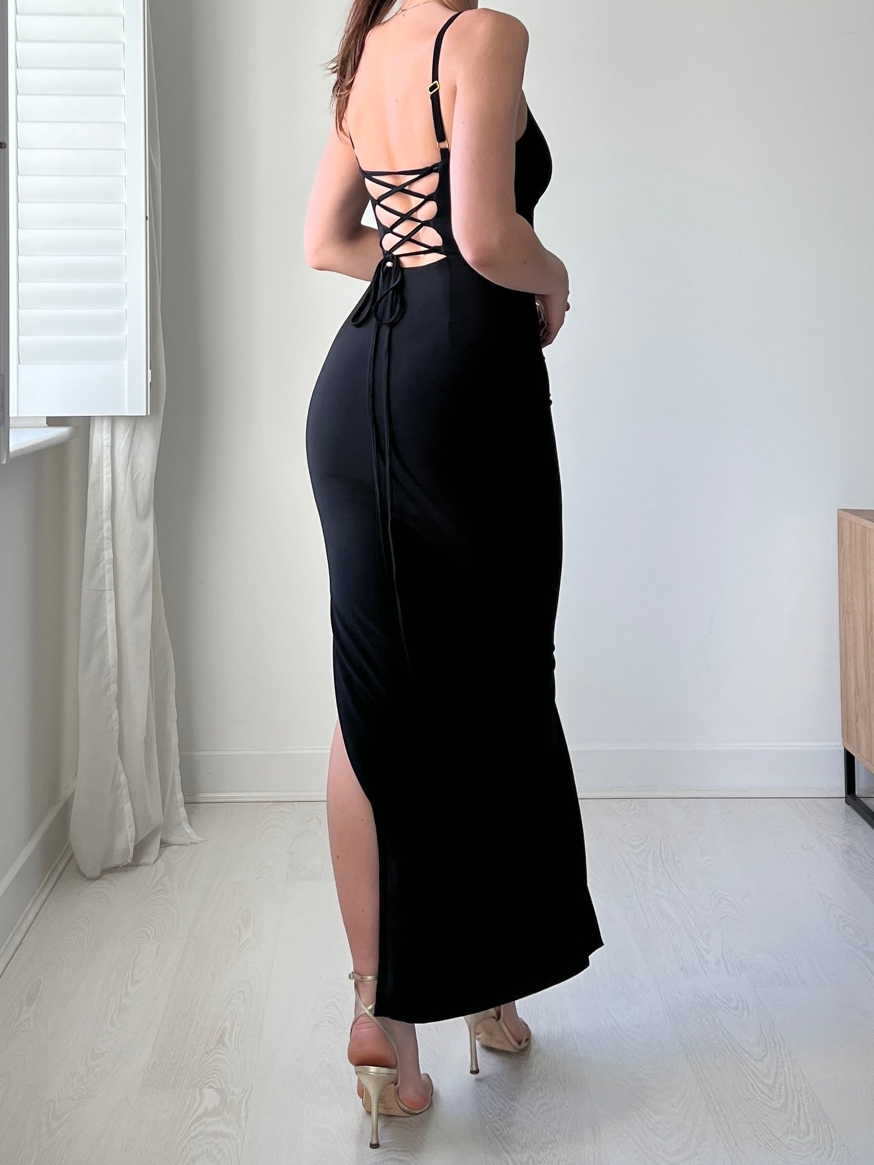 Adjustable Strap Drawstring Waist Bodycon Dress