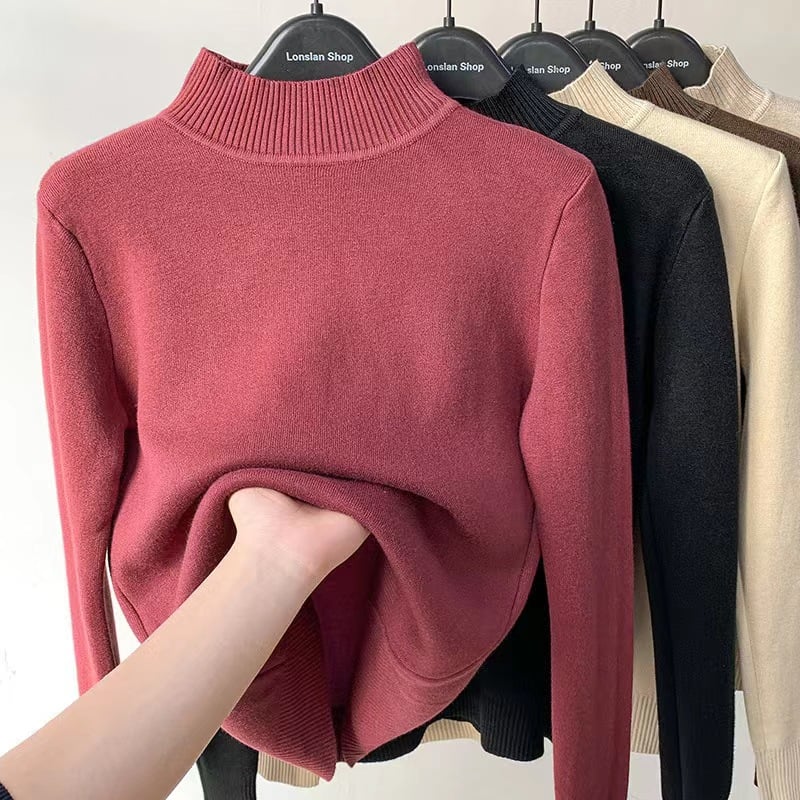 Winter fleece thick knitted bottoming shirt