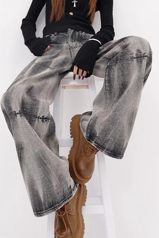 TieDye Loose StraightLeg Jeans