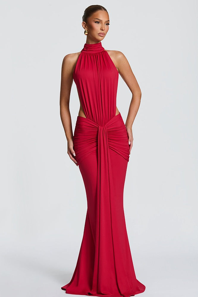 Solid Backless Mermaid Bodycon Party Dress