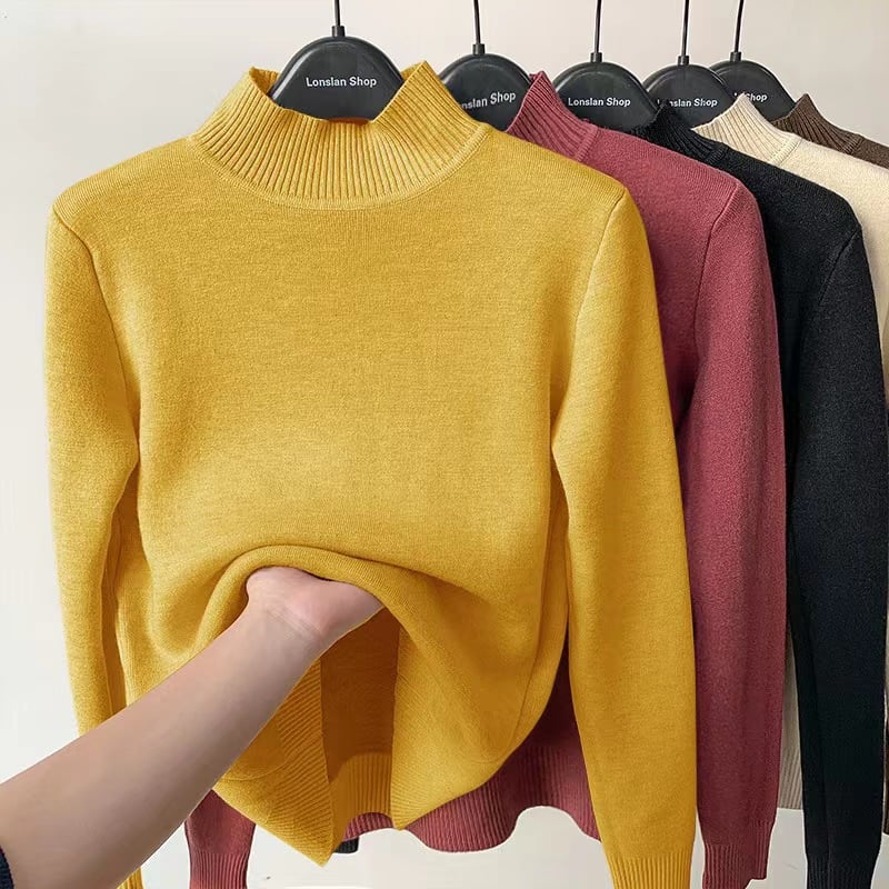 Winter fleece thick knitted bottoming shirt