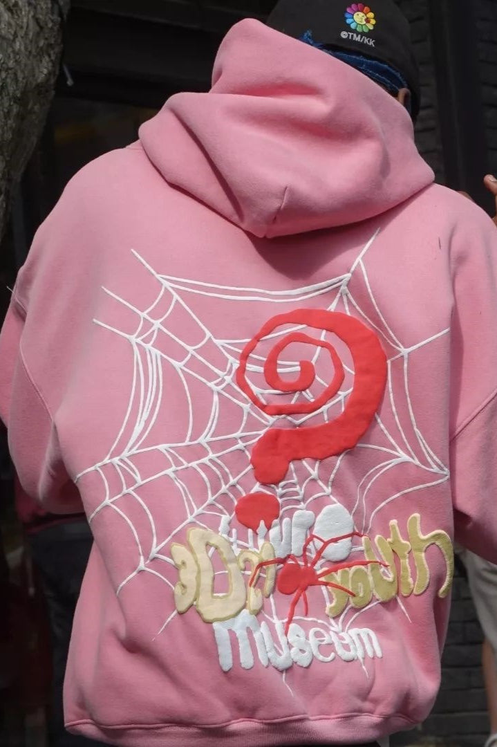 Loose Hip-hop Spider Web Print Hoodie