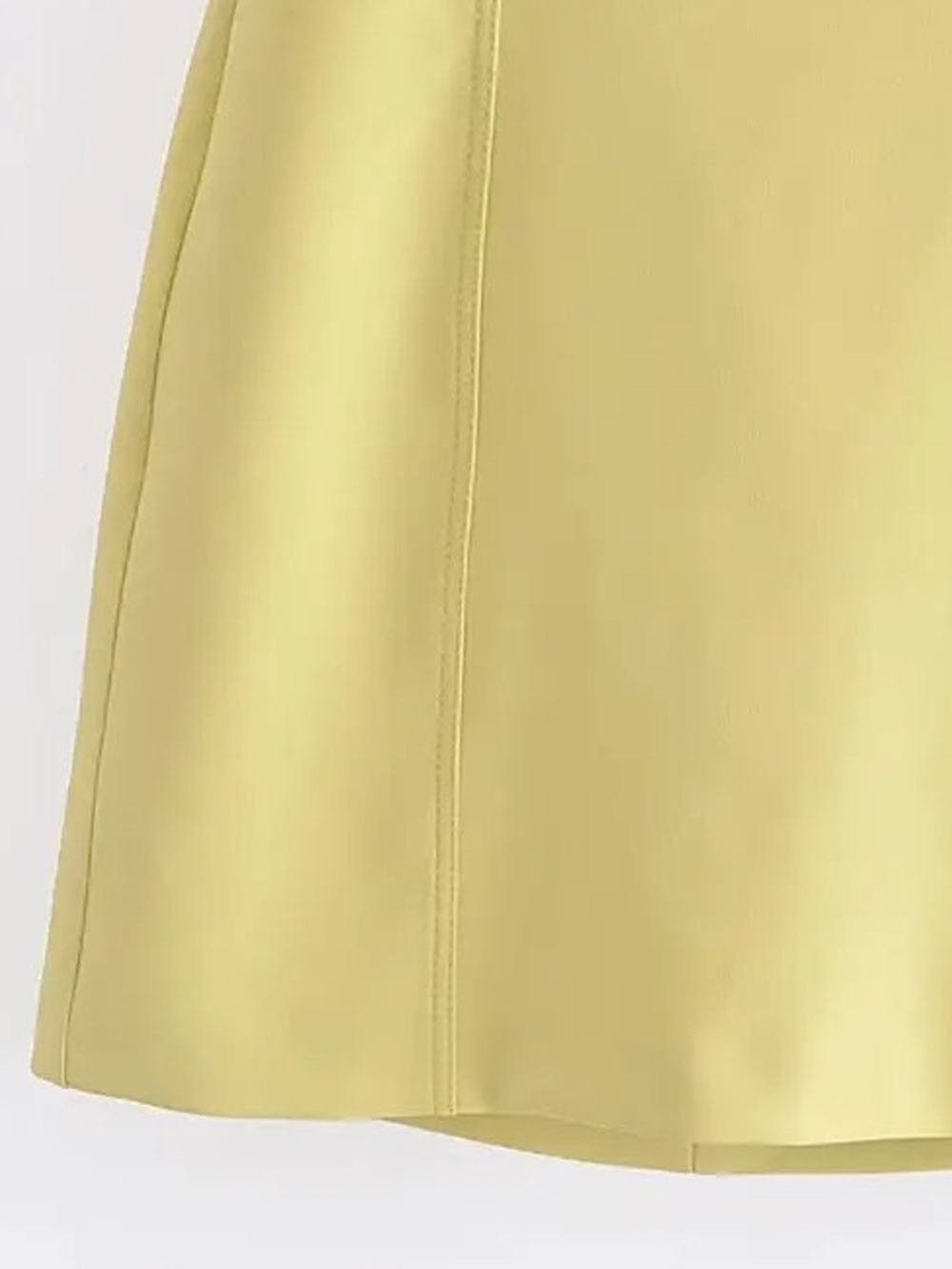 Yellow Faux Leather Strapless Sweetheart Bustier Cut Out Panel Mini Dress 6