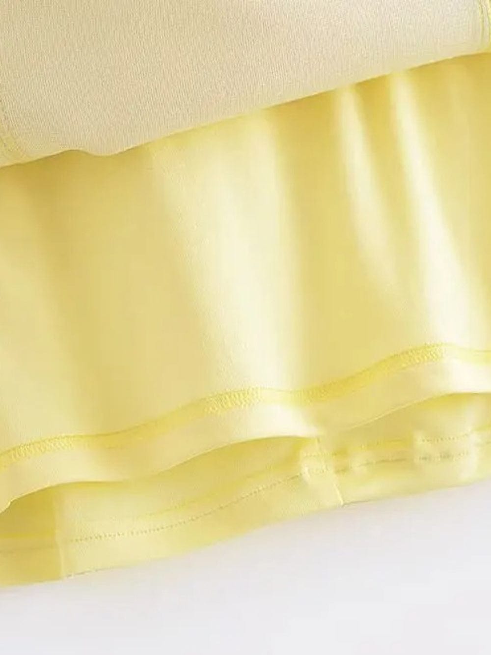 Yellow Faux Leather Strapless Sweetheart Bustier Cut Out Panel Mini Dress 3