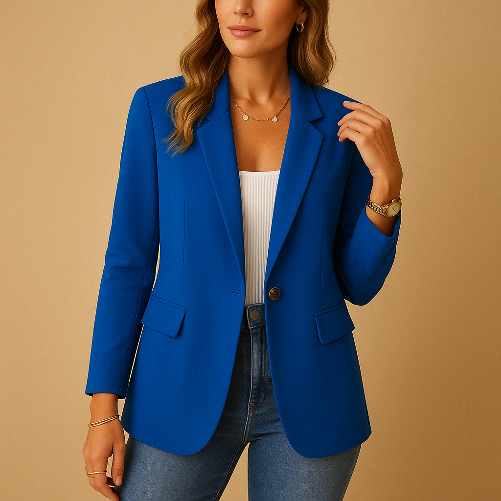 Notched Lapel One-Button Long Sleeve Fitted Blazer