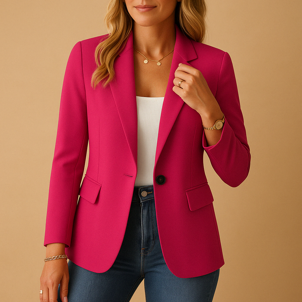 Notched Lapel One-Button Long Sleeve Fitted Blazer