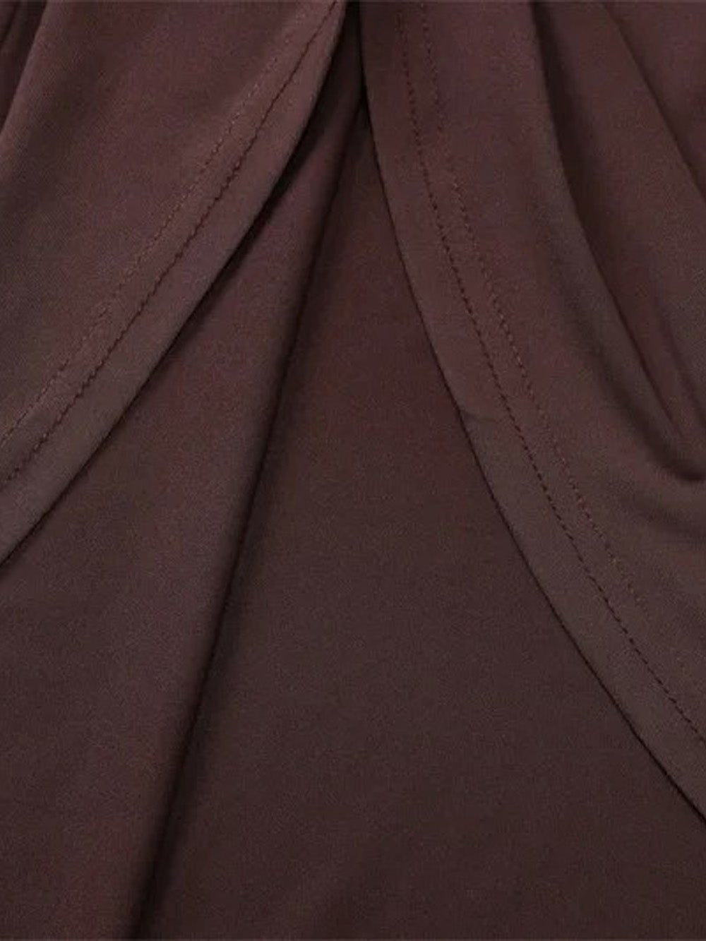 Brown Halter Mock Neck Ruched Wrap Waist High Split Maxi Dress 4