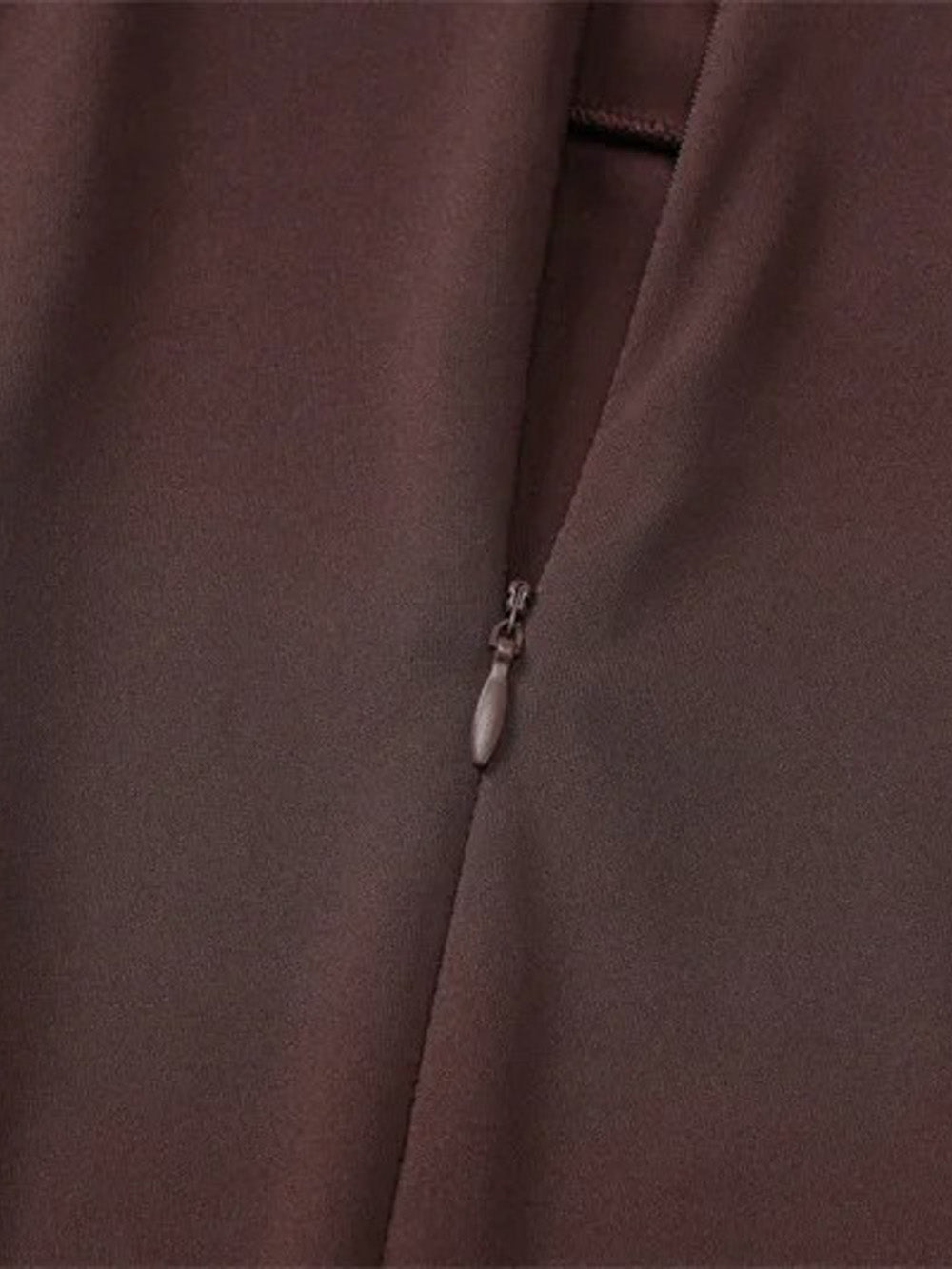 Brown Halter Mock Neck Ruched Wrap Waist High Split Maxi Dress 3
