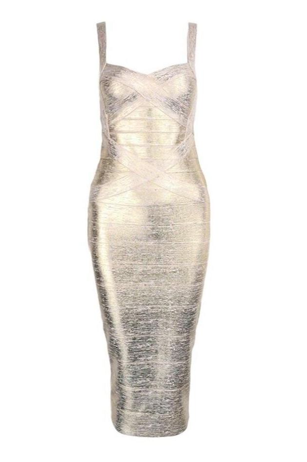 Heidi Bandage Midi Dress - Gold (Sale)
