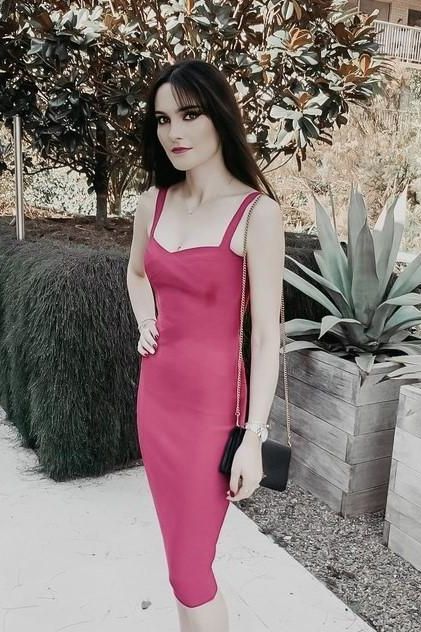 Heidi Bandage Midi Dress - Magenta Pink (Sale)